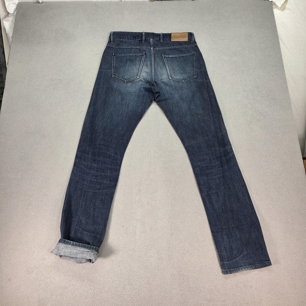 Selvedge Jeans Men Blue Slim Straight Button Distressed Fits 30x30 Massimo Dutti - Picture 2 of 16